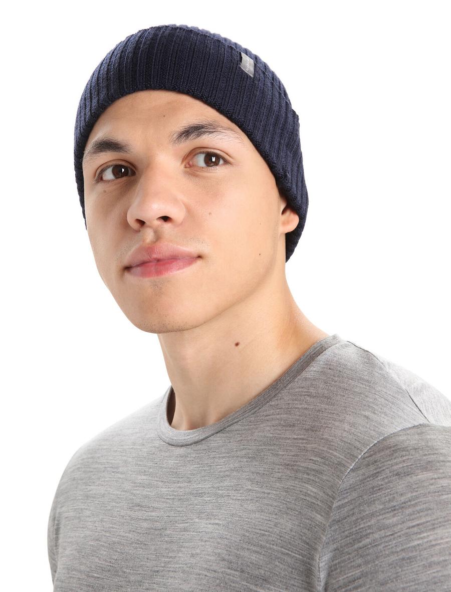 Czapki Icebreaker Unisex Merino Rixdorf Cuff Beanie Damskie Granatowe | PL 1455JPQJ